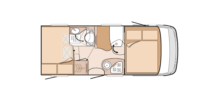2016 Knaus Van i 550 MD Motorhome Night Layout