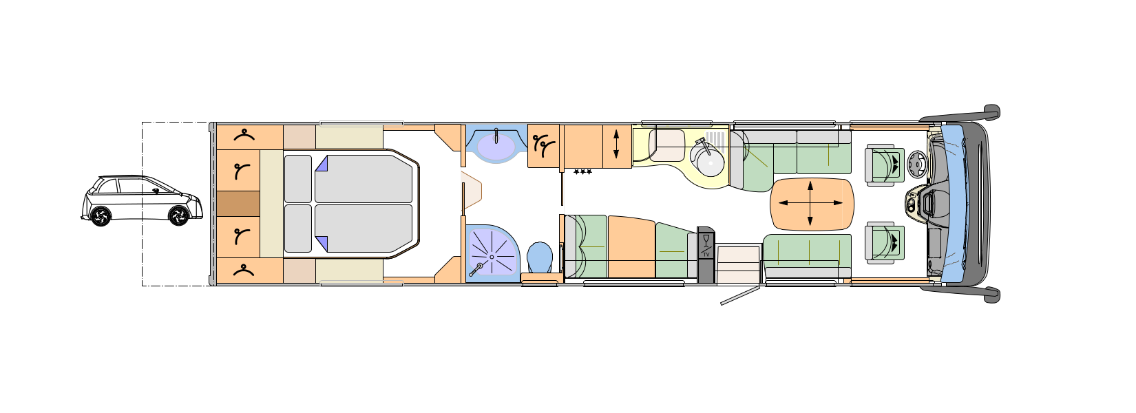2018 Concorde Liner Plus 1130GMax Car Garage A-Class Motorhome Floorplan Layout