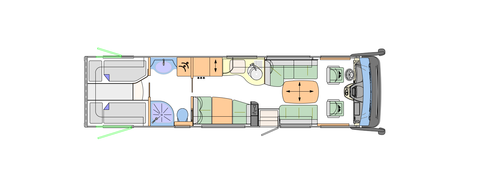 2018 Concorde Liner Plus 990L A-Class Motorhome Floorplan Layout