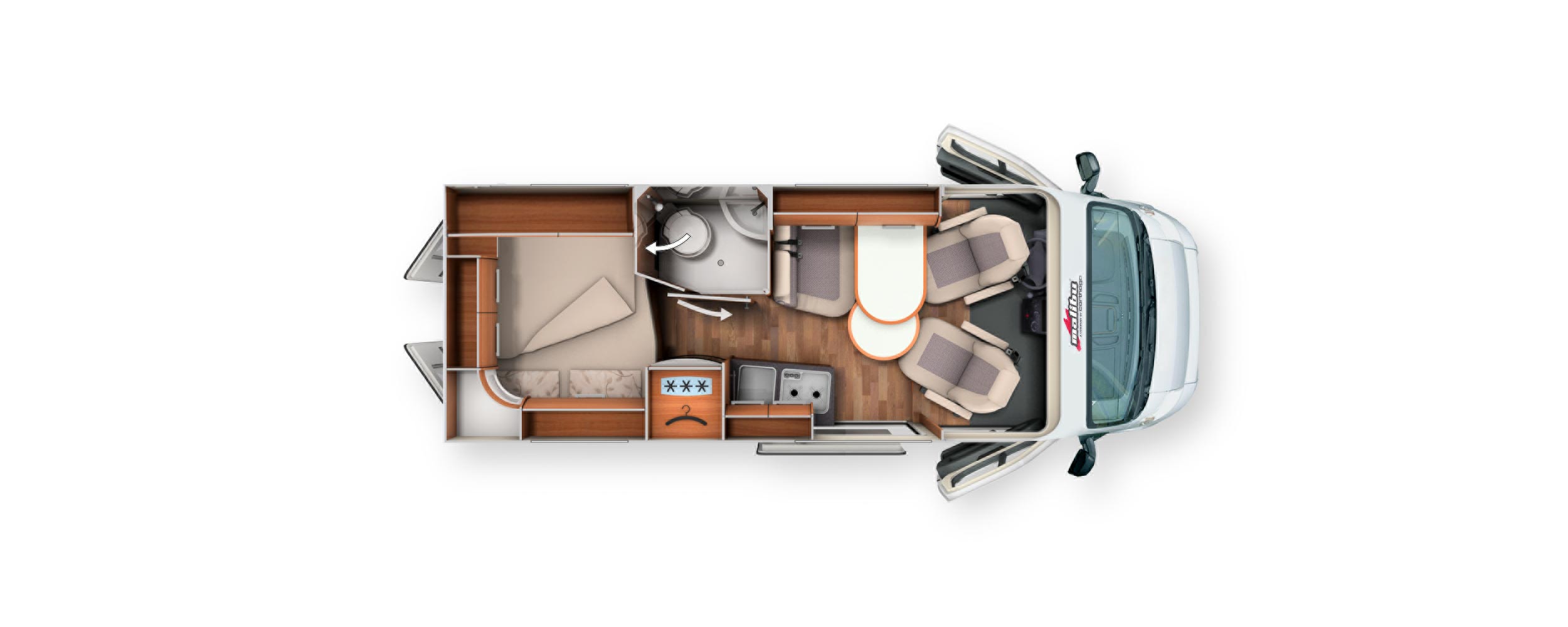 2018 Carthago Malibu 500 DB Low Bed Camper Van Layout