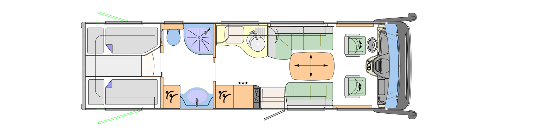 2019 Concorde Liner Plus 890L A-Class Motorhome Floorplan Layout