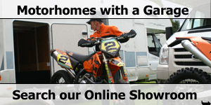 Search our Online Showroom Stock List for Motorhomes with Garages for Motorcycles