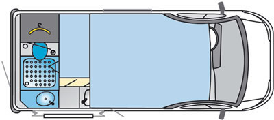 Concorde Compact Van Conversion Motorhome Nighttime Floor Plan Layout