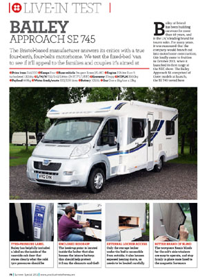 Practical Motorhome Magazine Bailey Approach SE 745 Live in Test