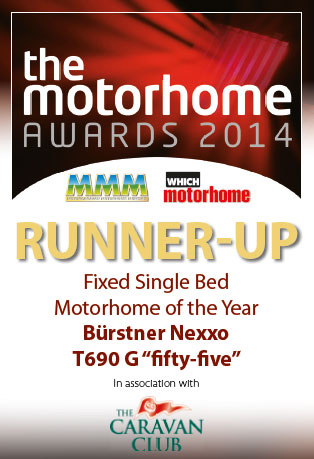 MMM Award Best Fixed Single Bed Motorhome of The Year Runner Up Burstner 55 Nexxo t690G