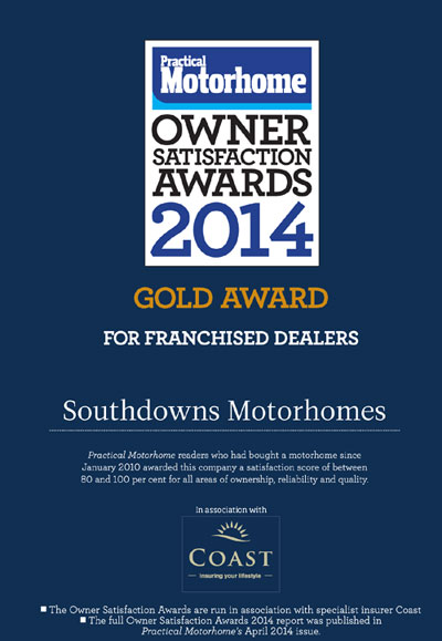 2014 Gold Award Practical Motorhome Customer Satisfaction